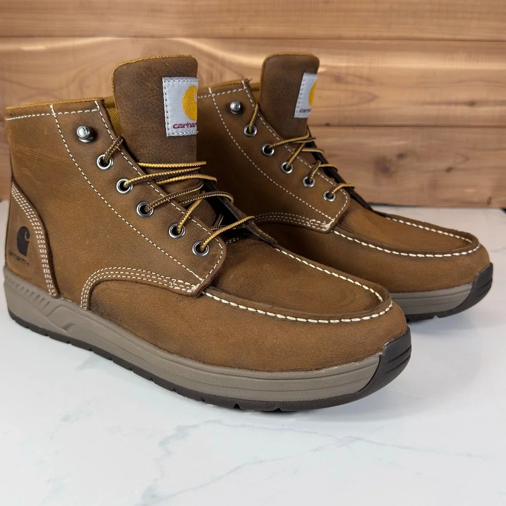 Carhartt Force 4-Inch Lightweight Wedge Work Boots Brown Leather Mens size 9